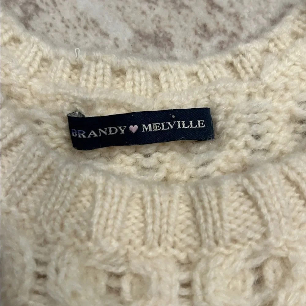 Brandy Melville heavy Cream Cable Knit Crewneck Sweater one size